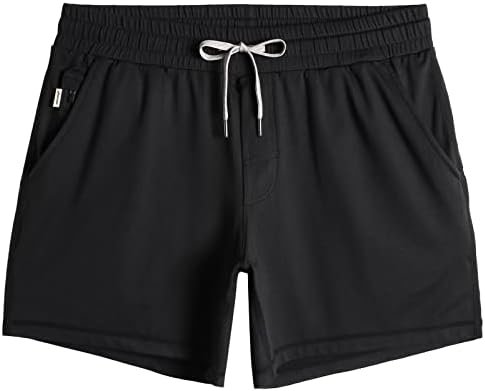 Mens Workout Shorts 5" Short Shorts Soft Stretch Running Gym Athletic Shorts with Zip Pockets